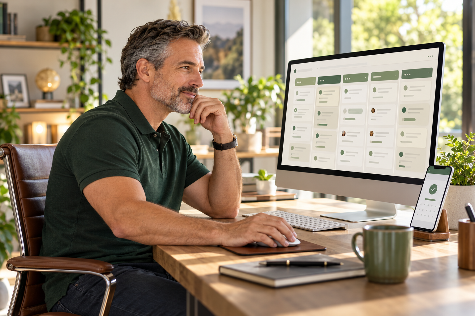 Business owner reviewing a sales pipeline and appointments